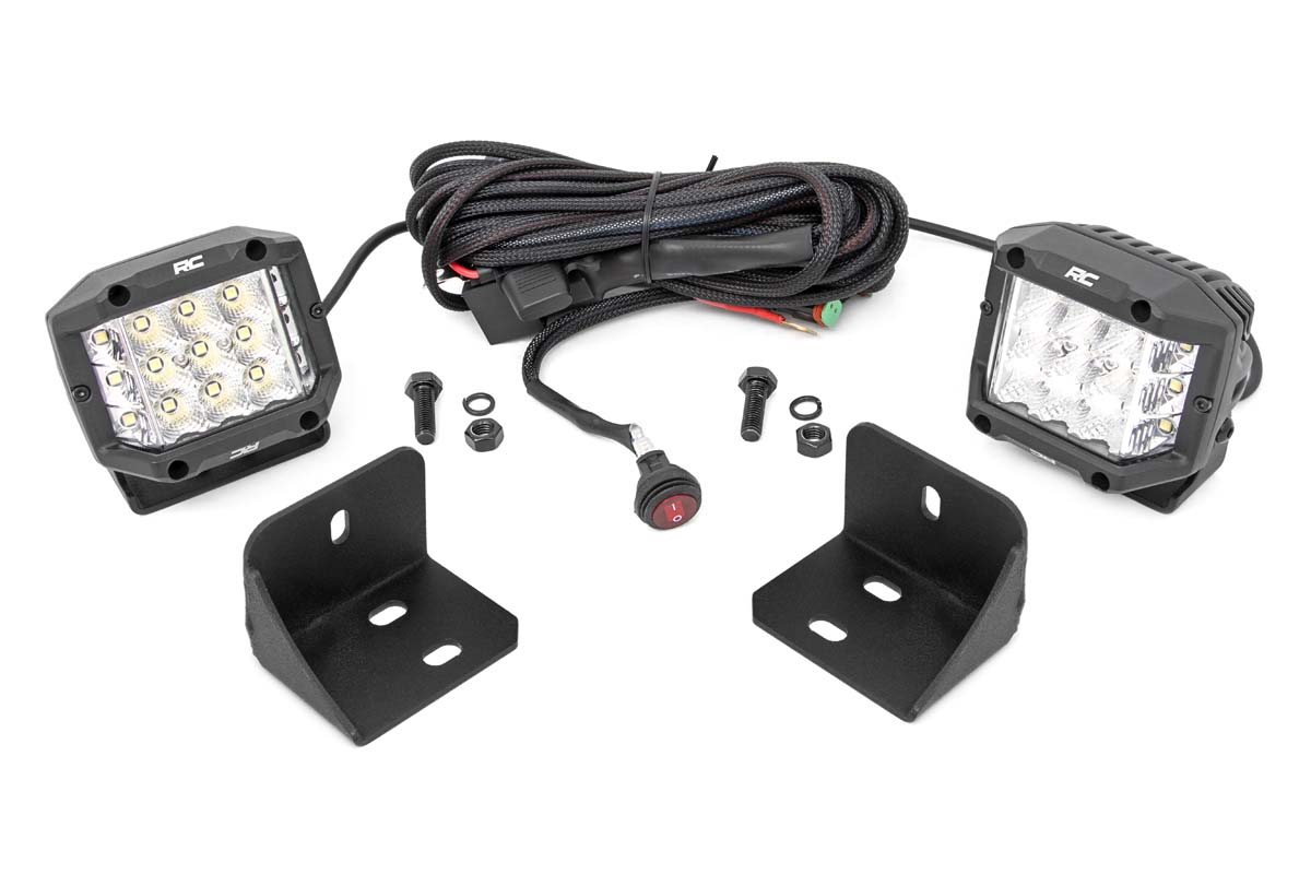 Can-Am Defender DPS HD10 LED Light - Rear Cab Mount - Rough Country - Wide Angle - Chrome - '16-'18